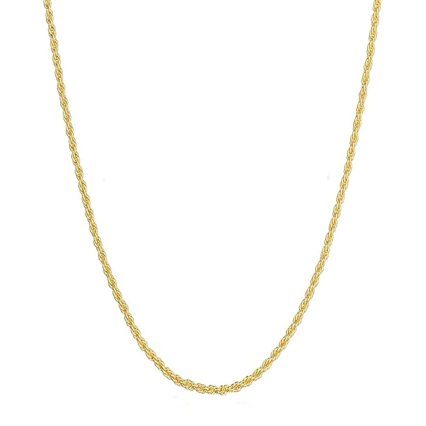 14K Yellow Gold Classic Rope Chain Necklace - 20"