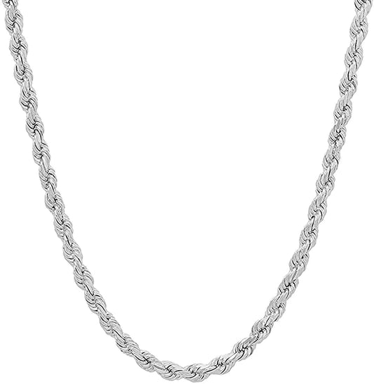 Savlano 925 Silver Italian Rope Chain Necklace - Diamond Cut