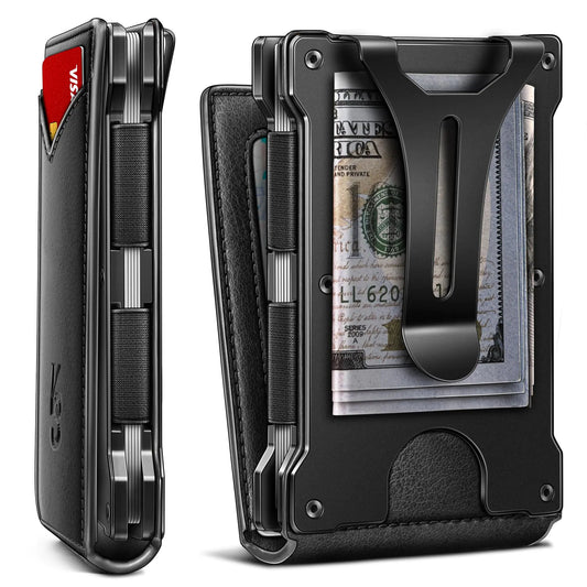 KEMISANT Slim Men's Wallet - Magnetic Flip 12-Card Holder