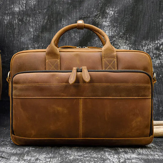Vintage Men's Genuine Leather Briefcase Bag