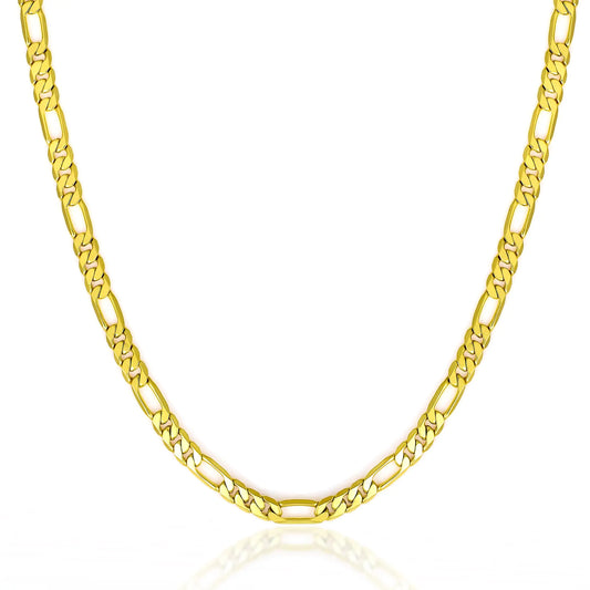 Elegant 18K Gold Figaro Necklace with Sterling Clasp