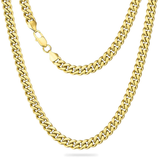 KRKC&CO 14K Flat Diamond-Cut Cuban Chain Necklace